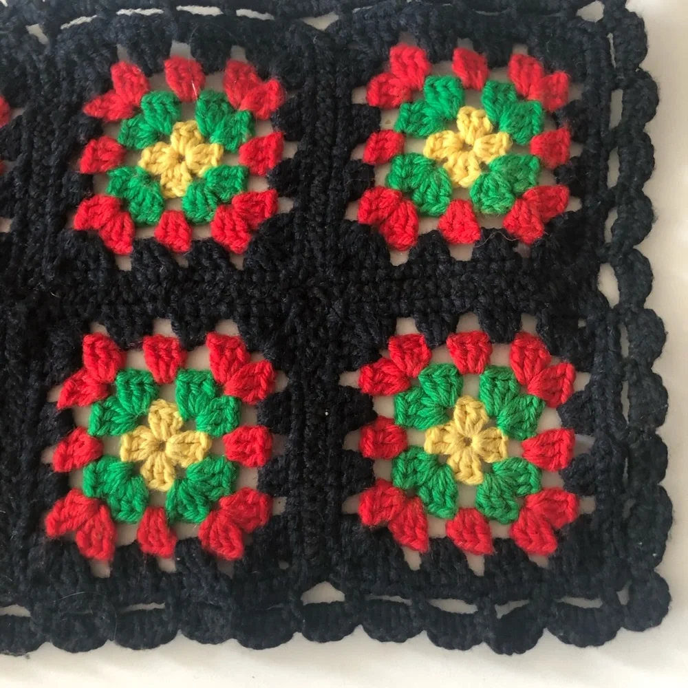 Handmade Black and Red Crochet Table RunnerPlacemat
